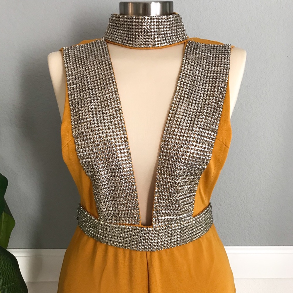 Mustard rhinestone jumpsuit 💛